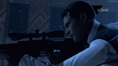A Man Is Holding A Sniper Rifle In Front Of A Screen That Says Tpnka.pym GIF