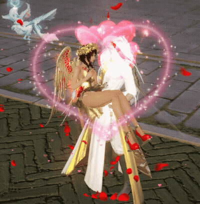 A Man Is Holding A Woman In His Arms With A Heart Surrounding Them GIF