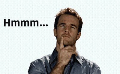 A Man Is Holding His Finger To His Chin And Thinking While Looking Up . GIF