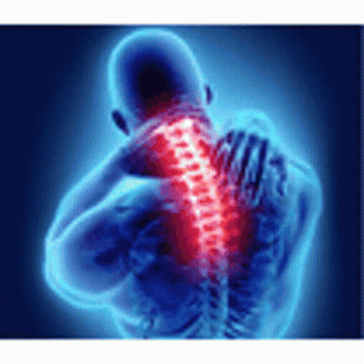A Man Is Holding His Neck And Back In Pain Because Of A Sickness . GIF