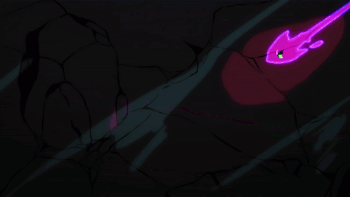 A Man Is Holding Two Green Lightsabers In His Hands In A Purple And Pink Background . GIF