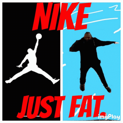 A Man Is Jumping In The Air Next To A Nike Just Fat Logo GIF
