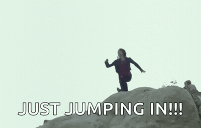 A Man Is Jumping In The Air With The Words `` Just Jumping In ! '' GIF