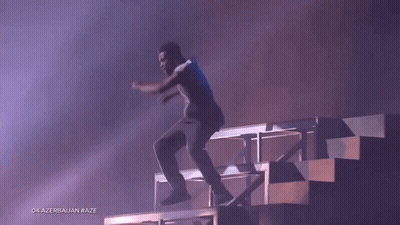 A Man Is Jumping Over A Set Of Stairs With The Words 04 Azerbaijan #Aze Below Him GIF