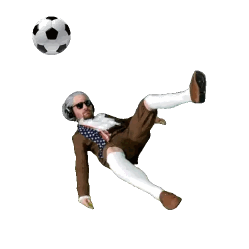 A Man Is Kicking A Soccer Ball With His Leg Sticker