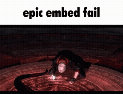 A Man Is Kneeling Down In A Dark Room With The Words Epic Embed Fail Below Him GIF