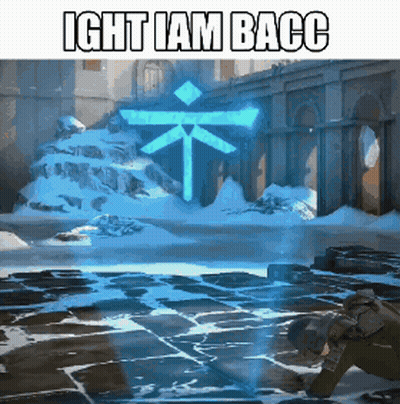 A Man Is Kneeling Down In Front Of A Sign That Says ' Ight I Am Bacc ' GIF