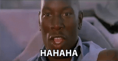 A Man Is Laughing With The Word Hahaha On The Bottom Right GIF