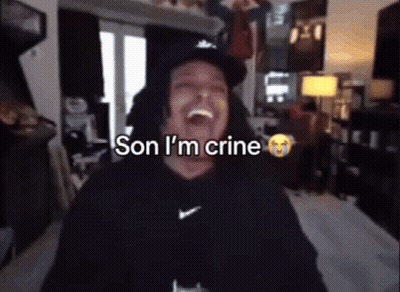 A Man Is Laughing With The Words Son I 'M Crine GIF