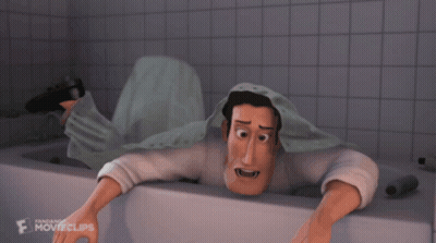A Man Is Laying In A Bathtub With A Blanket Over His Head And The Words Fantastic Movie Clips Below Him GIF