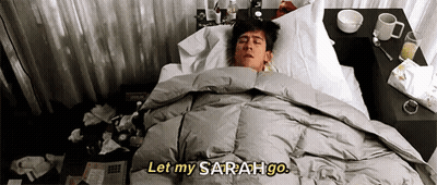 A Man Is Laying In A Bed With A Blanket And Says Let My Sarah Go GIF