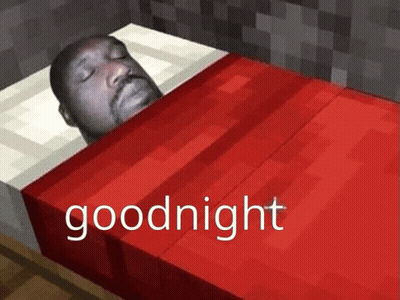 A Man Is Laying In A Bed With The Words Goodnight Written On It GIF