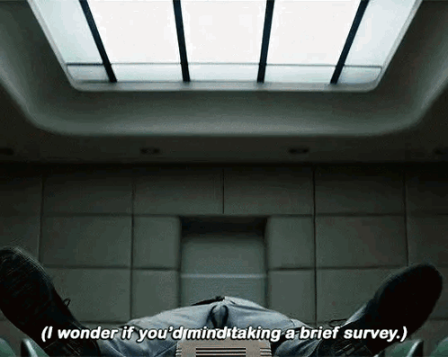 A Man Is Laying In A Chair And Says I Wonder If You 'D Mindtaking A Brief Survey GIF