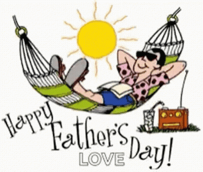 A Man Is Laying In A Hammock With The Words Happy Father 'S Day Love Written Below Him GIF