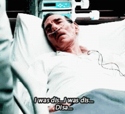 A Man Is Laying In A Hospital Bed And Says I Was Dis I Was Dis Disa GIF