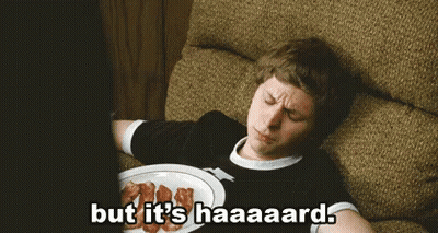 A Man Is Laying On A Couch With A Plate Of Bacon And The Words But It 'S Haaaaard . GIF