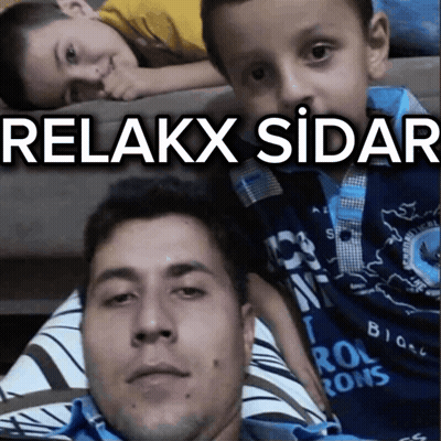 A Man Is Laying On A Couch With Two Young Boys And The Words Relaxx Sidar Above Them GIF