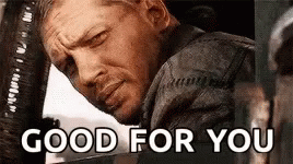 A Man Is Leaning Against A Wall With The Words `` Good For You '' Written Above Him . GIF