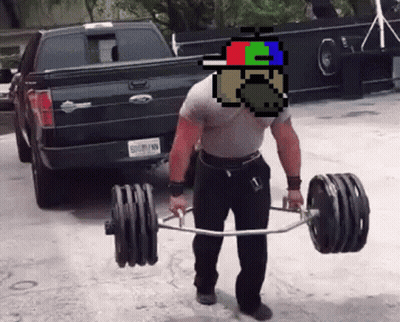 A Man Is Lifting A Barbell In Front Of A Truck With A License Plate That Says Nm GIF
