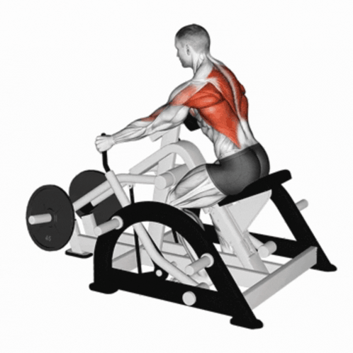 A Man Is Lifting A Barbell On A Machine GIF