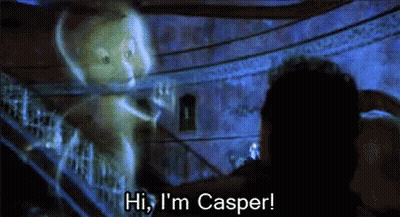 A Man Is Looking At A Ghost That Is Saying Hi , I 'M Casper . GIF