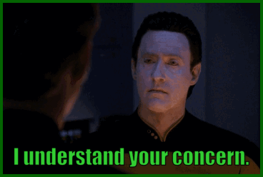 A Man Is Looking At Another Man With The Words Request Denied Below Him GIF