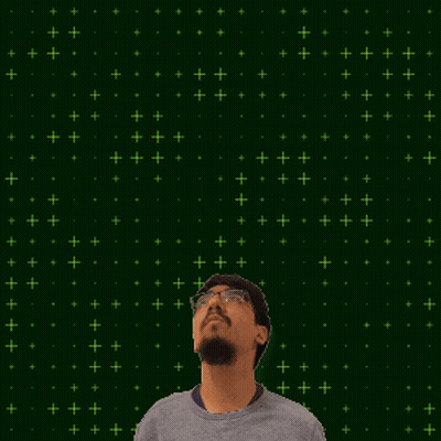 A Man Is Looking Up At The Number Seven Surrounded By Stars GIF