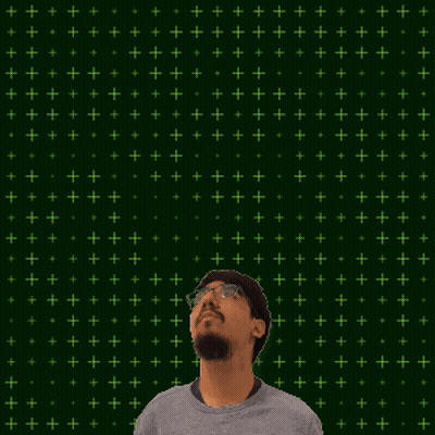 A Man Is Looking Up At The Number Six Surrounded By Stars GIF