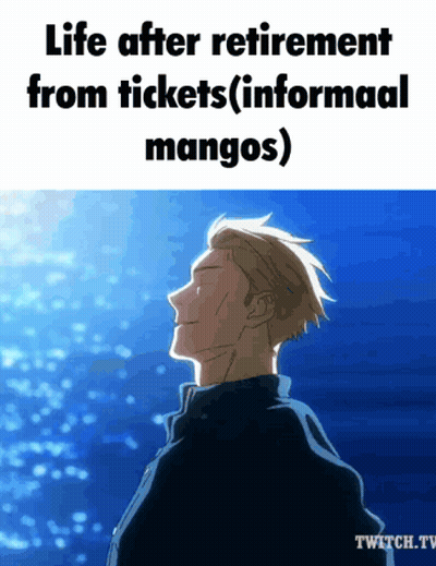 A Man Is Looking Up At The Sky With The Words Life After Retirement From Tickets ( Informaal Mangos ) Below Him GIF