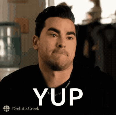 A Man Is Making A Face And The Word Yup Is On The Bottom GIF