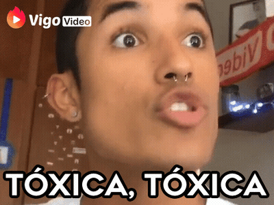 A Man Is Making A Funny Face With The Words Toxica Toxica Written Below Him GIF