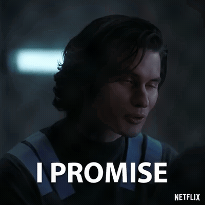 A Man Is Making A Promise With A Netflix Logo In The Background . GIF