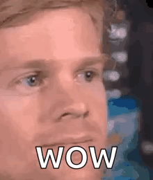 A Man Is Making A Surprised Face And Saying Wow . GIF