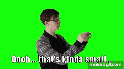 A Man Is Measuring Something With A Tape Measure On A Green Screen And Says `` That 'S Kinda Small '' . GIF