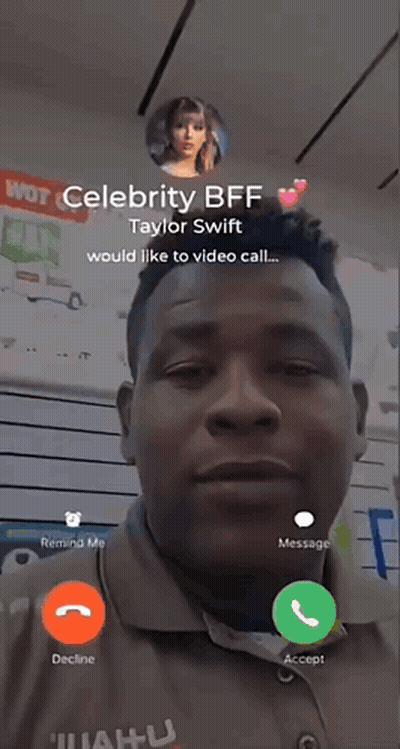 A Man Is On A Video Call With A Celebrity Named Taylor Swift GIF
