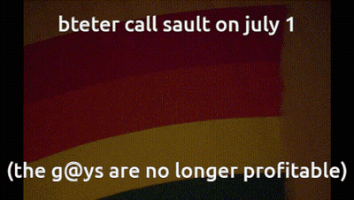 A Man Is Painting A Rainbow On A Wall With The Words Beeter Call Sault On July 1 At The Bottom GIF