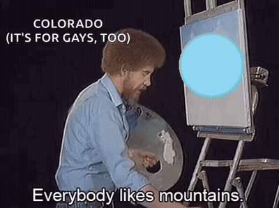 A Man Is Painting On An Easel And Says Colorado It 'S For Gays Too GIF