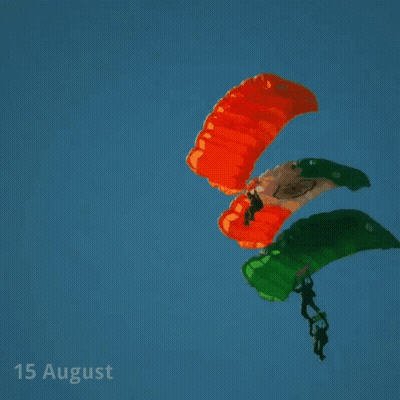 A Man Is Parachuting With The Words Happy Indepence Day Written On The Bottom GIF