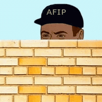 A Man Is Peeking Over A Brick Wall Wearing A Hat That Says Afip GIF