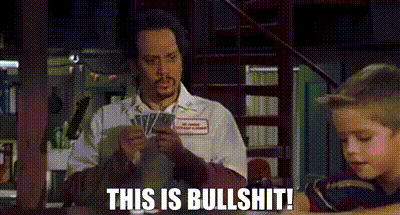A Man Is Playing A Game Of Cards With A Little Boy And Says `` This Is Bullshit '' . GIF