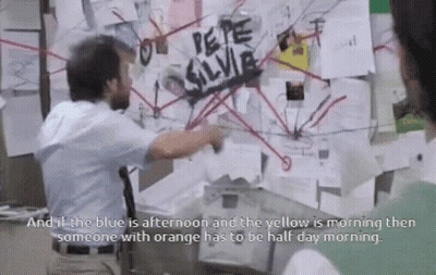 A Man Is Pointing At A Poster That Says Pepe Silvia On It GIF