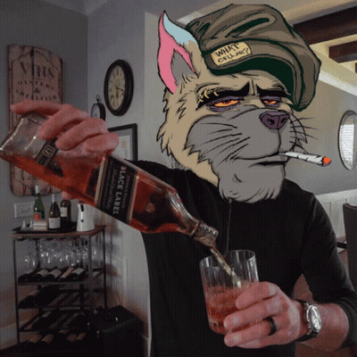 A Man Is Pouring A Glass Of Whiskey From A Bottle That Says Black Label GIF