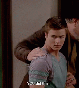 A Man Is Putting His Hand On A Young Man 'S Shoulder And Saying `` You Did This '' . GIF