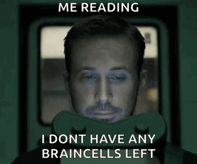 A Man Is Reading A Book While Holding A Pillow Over His Face And Says I Dont Have Any Braincells Left . GIF