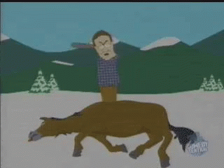 A Man Is Riding On The Back Of A Centaur Horse While Holding A Bat . GIF