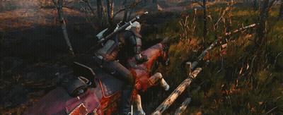 A Man Is Riding On The Back Of A Horse In A Field . GIF