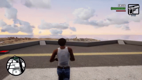 A Man Is Running In A Video Game With 10:22 On The Clock GIF
