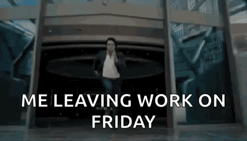 Man Running Out Of Building Leaving Work GIF