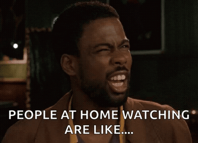 A Man Is Screaming With The Words People At Home Watching Are Like Written Below Him GIF
