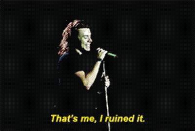 A Man Is Singing Into A Microphone And Saying That 'S Me I Ruined It GIF